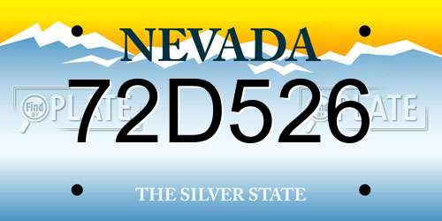 72D526 Nevada License Plate