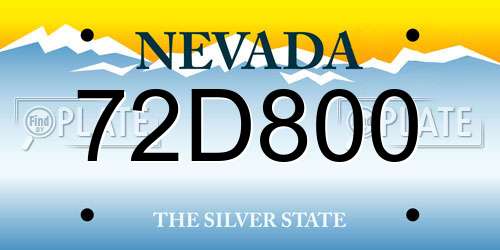 72D800 Nevada License Plate