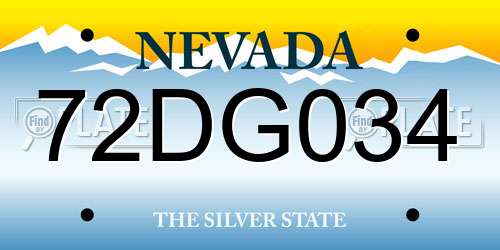 72DG034 Nevada License Plate