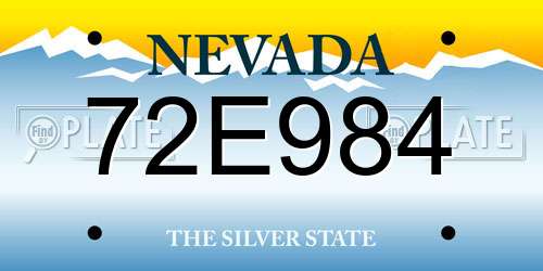 72E984 Nevada License Plate