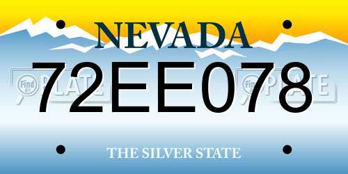72EE078 Nevada License Plate