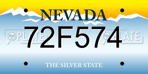 72F574 Nevada License Plate