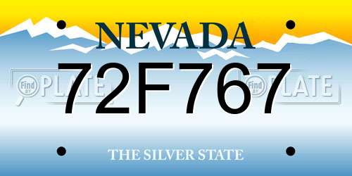 72F767 Nevada License Plate