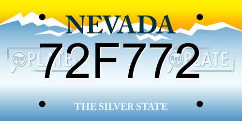 72F772 Nevada License Plate