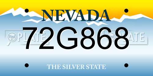 72G868 Nevada License Plate