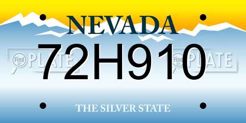 72H910 Nevada License Plate