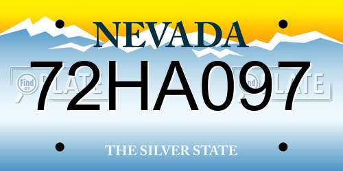 72HA097 Nevada License Plate