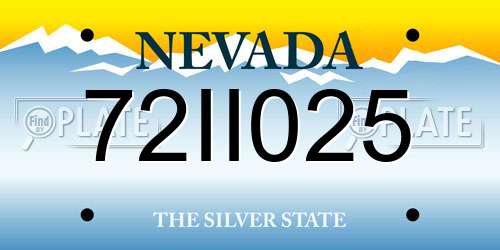 72II025 Nevada License Plate