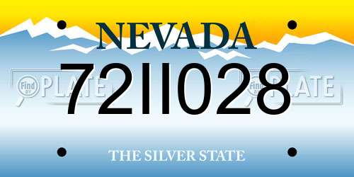72II028 Nevada License Plate