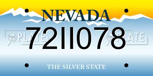 72II078 Nevada License Plate