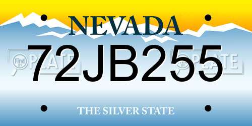72JB255 Nevada License Plate