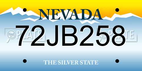 72JB258 Nevada License Plate