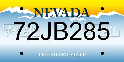 72JB285 Nevada License Plate