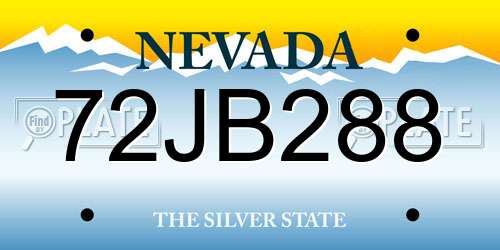 72JB288 Nevada License Plate