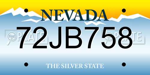 72JB758 Nevada License Plate