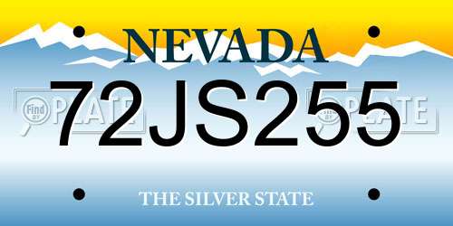 72JS255 Nevada License Plate