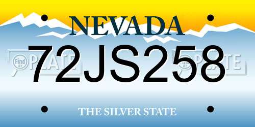 72JS258 Nevada License Plate