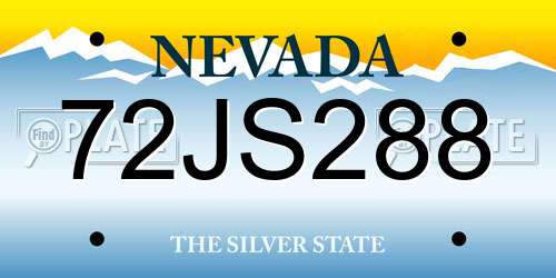 72JS288 Nevada License Plate