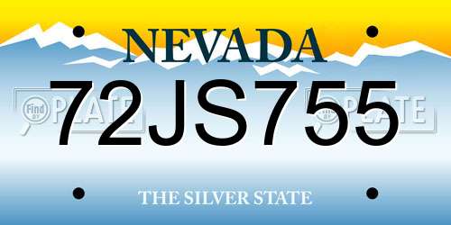72JS755 Nevada License Plate