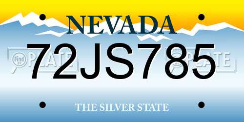 72JS785 Nevada License Plate