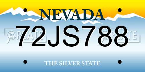 72JS788 Nevada License Plate