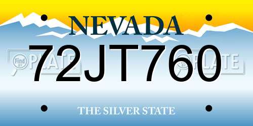 72JT760 Nevada License Plate