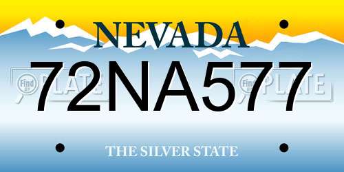 72NA577 Nevada License Plate