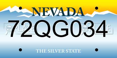 72QG034 Nevada License Plate
