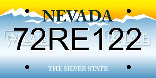 72RE122 Nevada License Plate