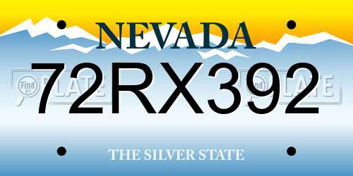 72RX392 Nevada License Plate