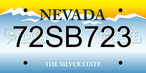 72SB723 Nevada License Plate