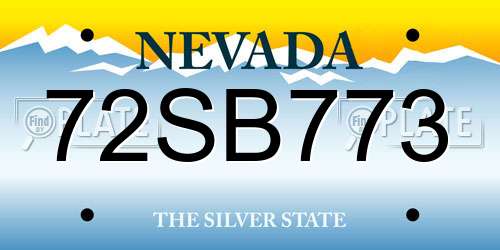 72SB773 Nevada License Plate