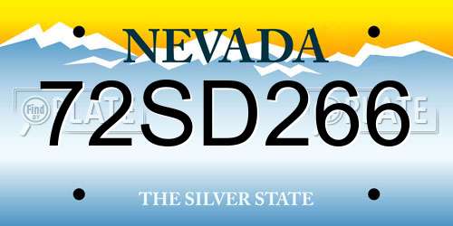 72SD266 Nevada License Plate