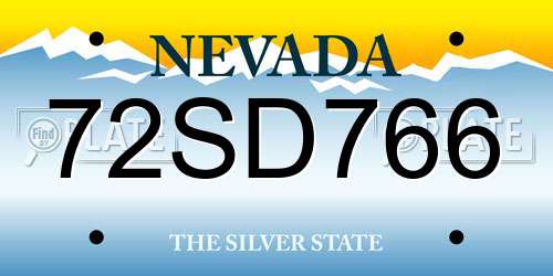 72SD766 Nevada License Plate