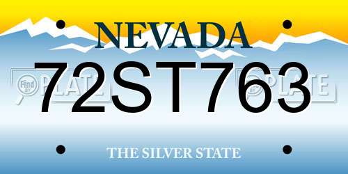 72ST763 Nevada License Plate