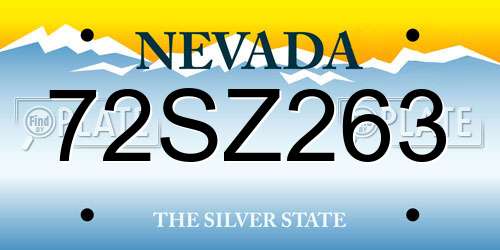 72SZ263 Nevada License Plate