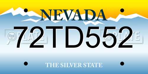 72TD552 Nevada License Plate
