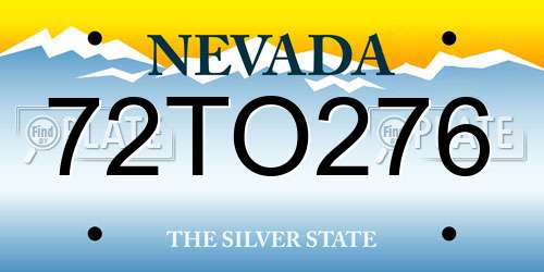 72TO276 Nevada License Plate