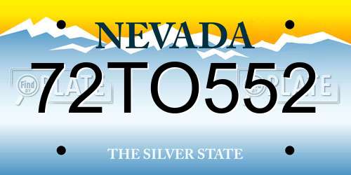 72TO552 Nevada License Plate