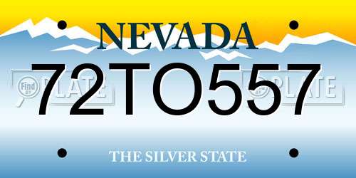 72TO557 Nevada License Plate