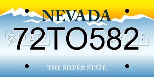 72TO582 Nevada License Plate