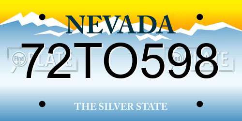 72TO598 Nevada License Plate