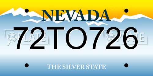 72TO726 Nevada License Plate