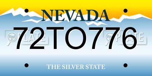 72TO776 Nevada License Plate