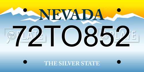 72TO852 Nevada License Plate