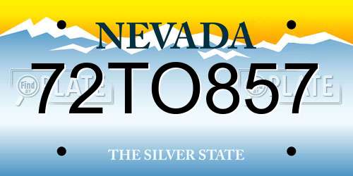 72TO857 Nevada License Plate
