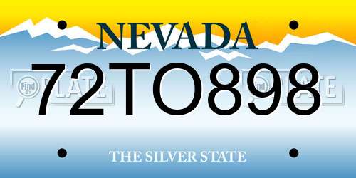 72TO898 Nevada License Plate