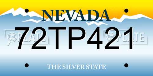 72TP421 Nevada License Plate