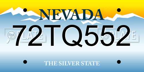 72TQ552 Nevada License Plate