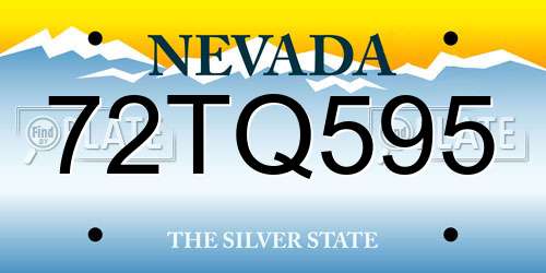 72TQ595 Nevada License Plate